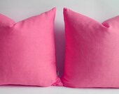 Sukanart / 1 Linen Pillow Covers Pink - pink  throw pillows - decorative throw pillows -  linen pillow - euro sham - 24x24 pillow