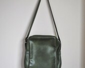 Olive Green Travel Tote - Lined Faux Leather Tourister Cross Body Bag