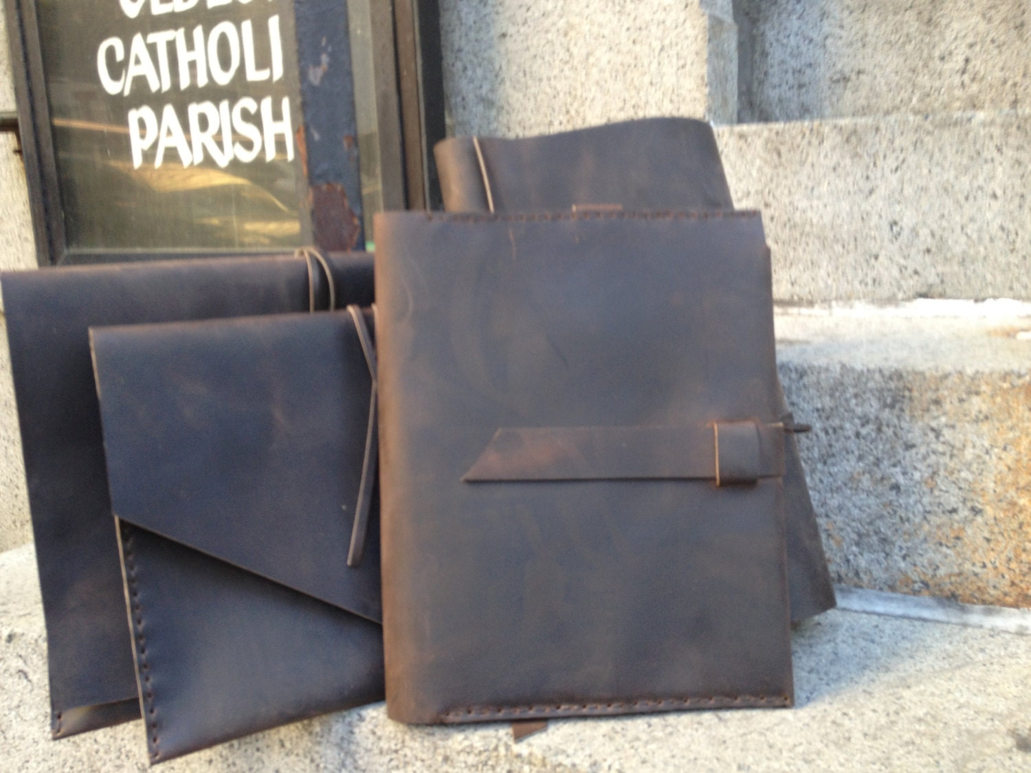 Five pocket iPad portfolio - hand stitched tablet case