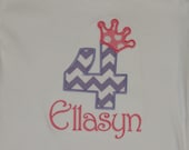 Girls Birthday Shirt or Onesie, YOU DESIGN, Princess, Number with Crown, Long or Short Sleeve