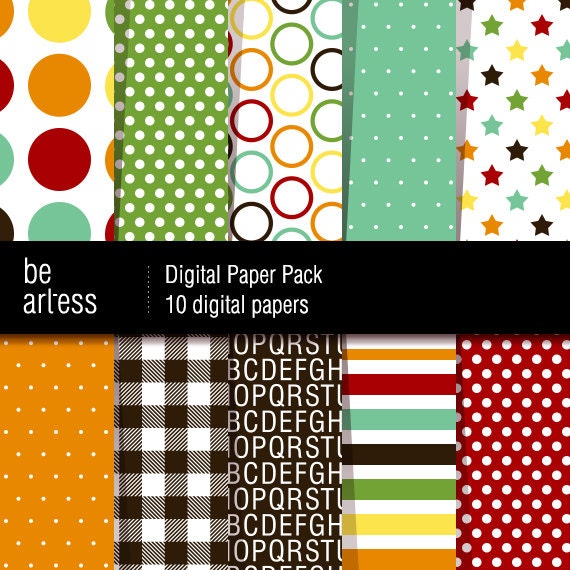 Digital Paper Pack - 10 cool papers / 12x12 inches or 8x11 inches(A4) -DPP0015