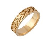 Art Nouveau Bouquet Leaf Wedding Band in 14k Rose Gold
