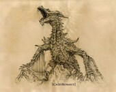 16x20 Skyrim Elder Scrolls ALDUIN Dragon Fan Art Signed  Lustre Poster Print