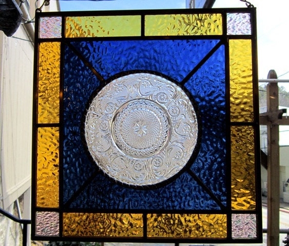 Celebrate Spring with Sparkling etched plate stained glass suncatcher window treatment