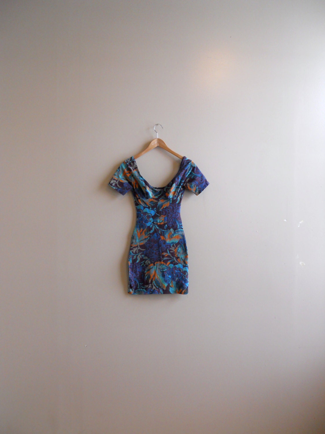 90s / 1990s Body Con Floral Dress w