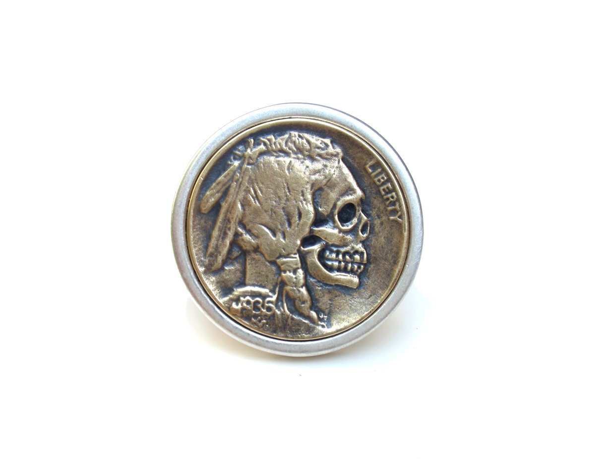 Hobo Nickel Ring, Sterling silver with Brass
