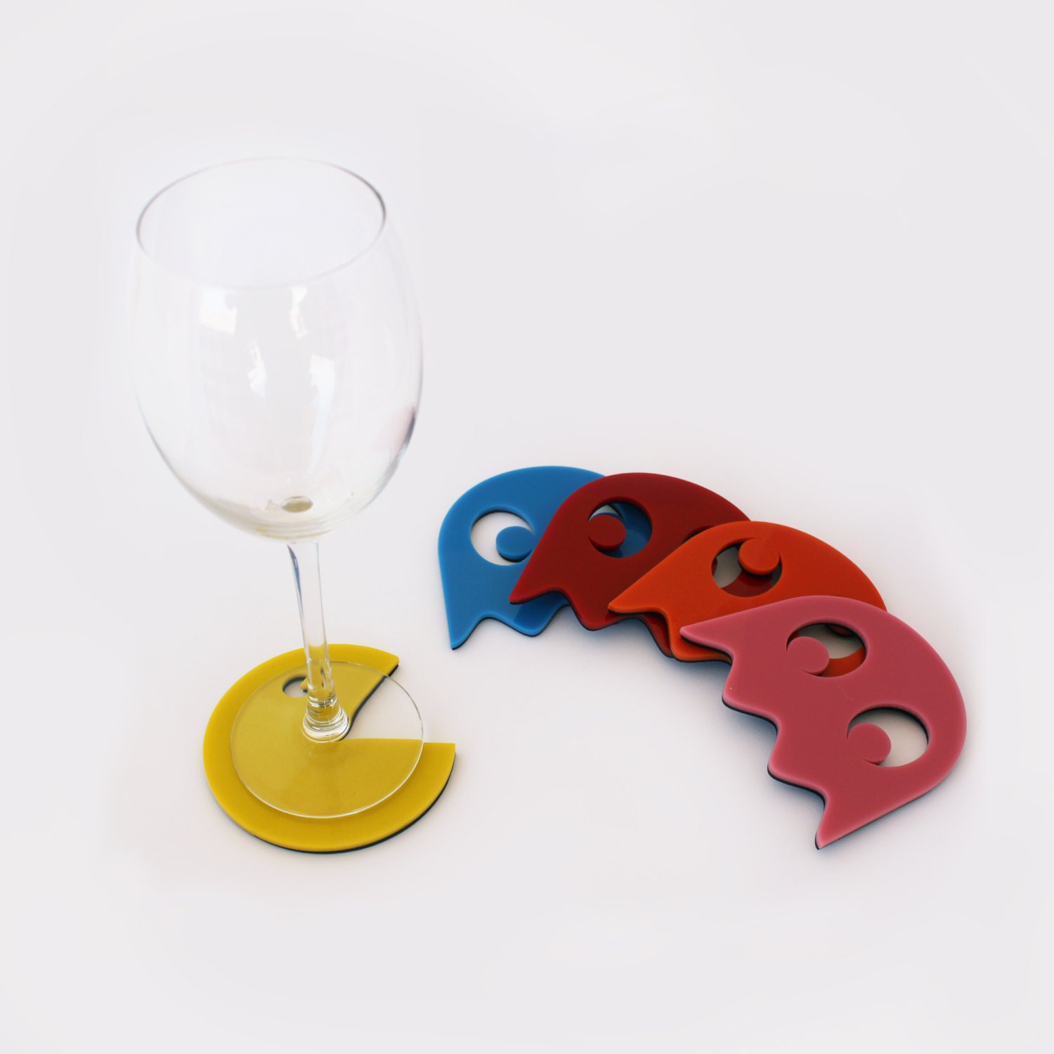 PacMan Coasters  Ghost Acrylic Geekery Geek Gamer Set of 5