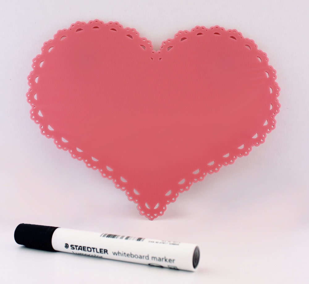 Jumbo Whiteboard Fridge Magnet - write on Doily Heart