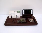 For Him - Mens Valet or Dresser Tray - Mid Century - Fathers Day For Dad - Wood Change Tray