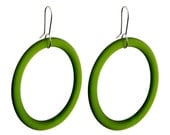 Large Hoop Recycled Green Glass Earrings