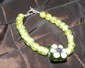 Lime Green Flower Beaded Bracelet