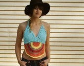 Sunrise Crochet Bikini Top /  Festival Halter / Hippie / Gypsy / Bohemian / Folk / 60s / 70s / Psychedelic