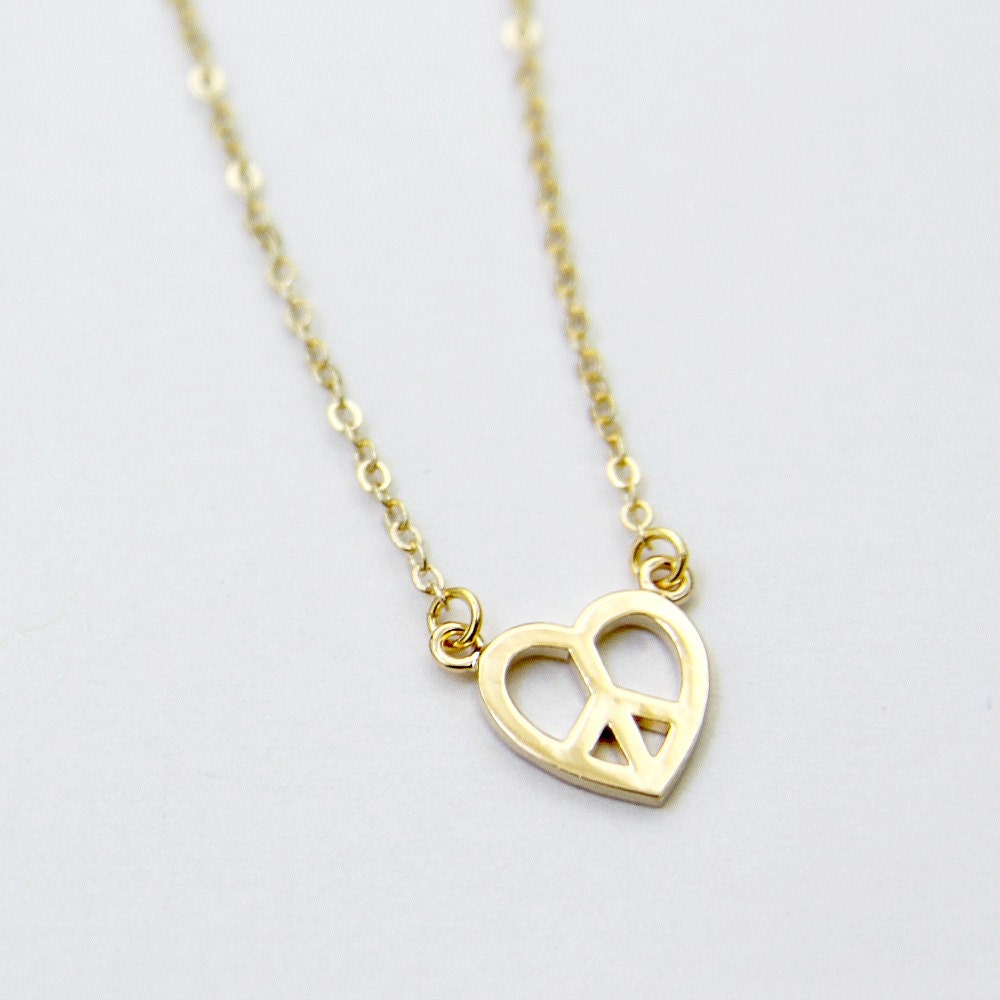 Love & Peace Necklace Gold
