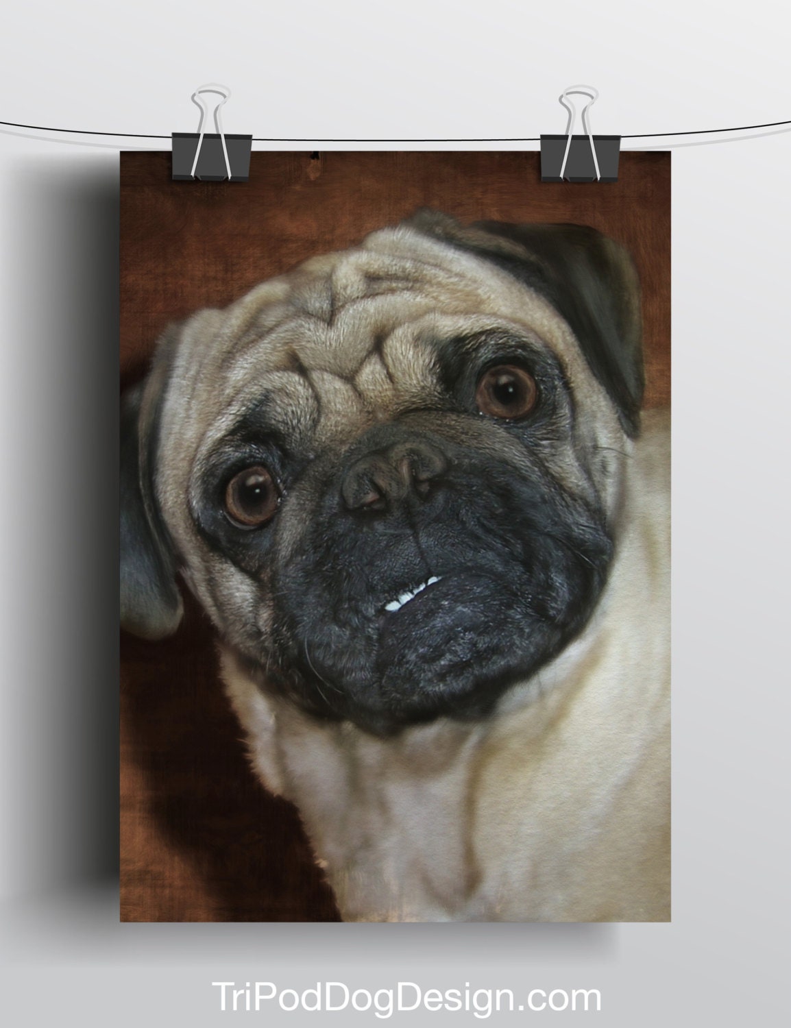 Pug - 5x7 Giclee print on canvas