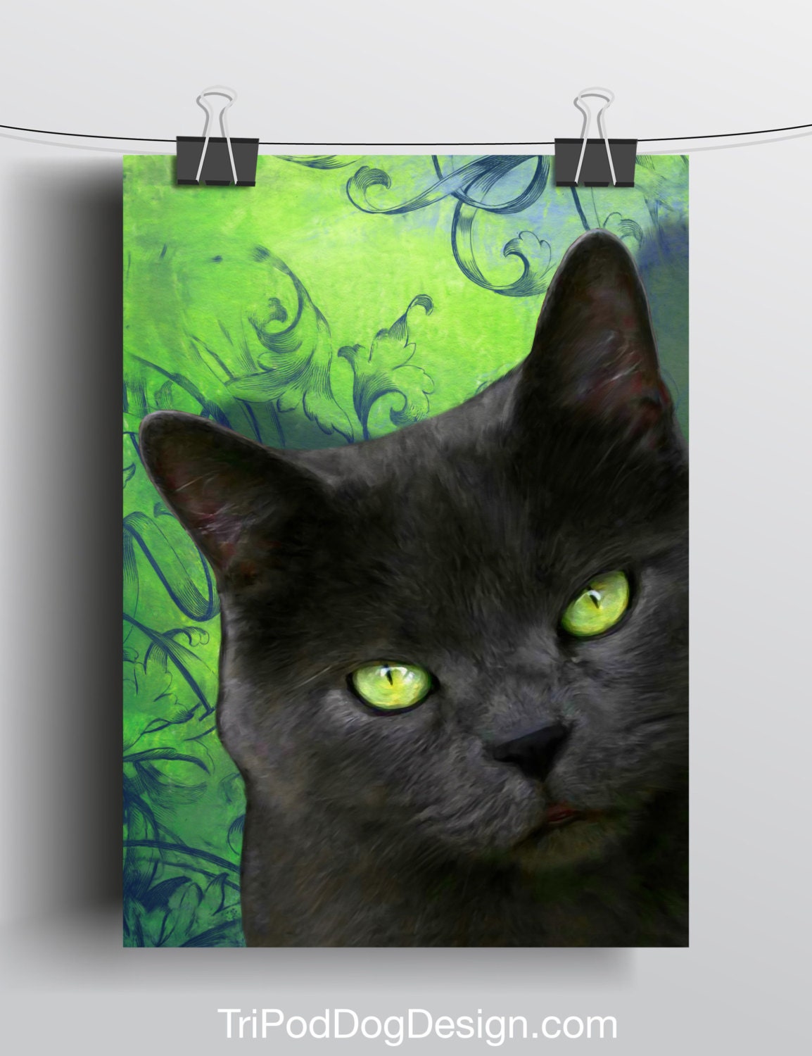Grey Cat - 5x7 Giclee print on canvas