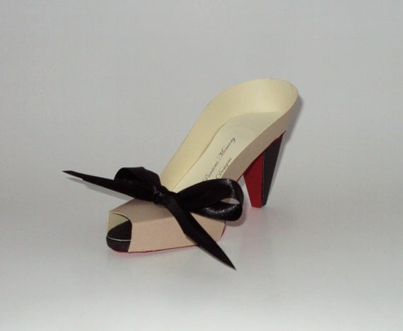 Paper Shoe Art Taupe Peep Toe High Heel Shoe Decoration