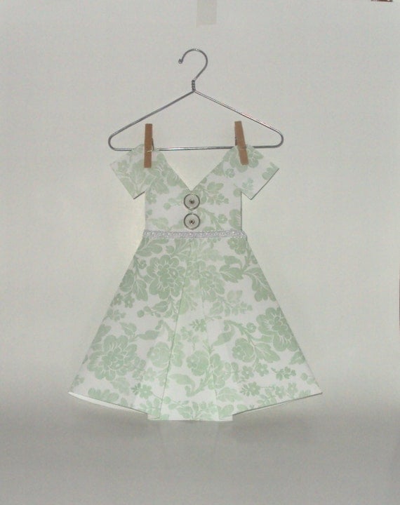 Paper Dress Art Green and White Floral Paper Dress Il_570xn