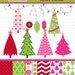 Christmas Clipart, Digital Images, tree, ornaments matching scrapbooking paper CA30- INSTANT DOWNLOAD