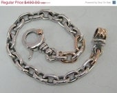 on sale silver sterling Bracelet combined with rose gold 9k Oval Link Bracelet with Links of silver sterling and rose 9K Gold unisex