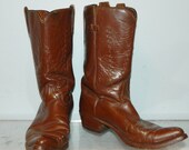 vintage mens 60s 70s cowboy boots brown leather size 10c