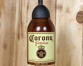 Upcycled Corona Familiar Hanging Pendant Lamp made from a beer bottle