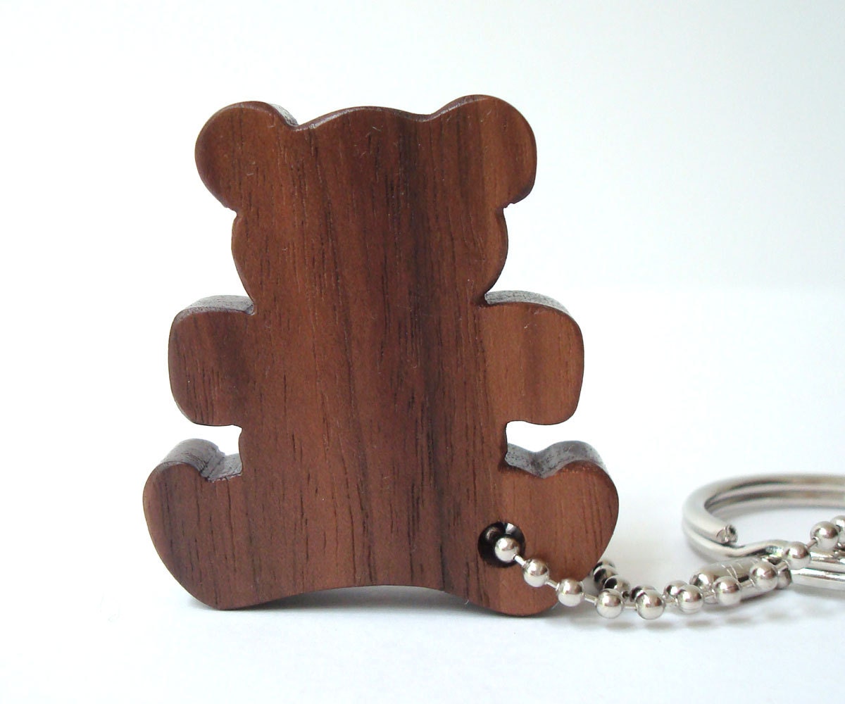 Teddy Bear Key Chain Wood Scroll Saw Outline Silhouette Keychain