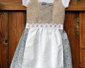 3T toddler dirndl with adjustable apron ties with bonus hair accessory