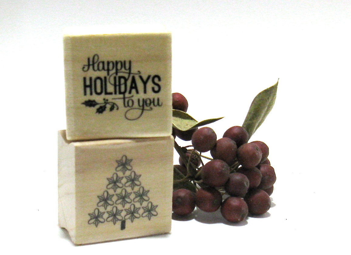 4 Holiday Tree Stamps