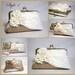 EllenVintage Three Roses Silk Clutch in Tan and Ivory , Wedding clutch, Wedding purse, Bridesmaid clutch, Wedding bag, Bridal clutch