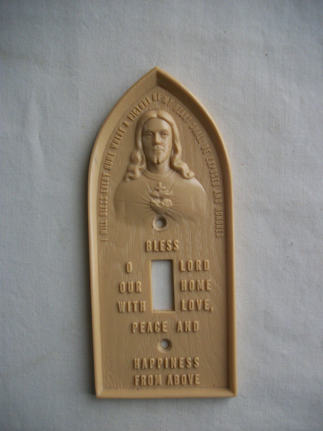 Vintage Light Switch Plate Cover Religious Sacred Heart House Blessing