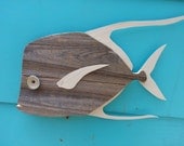 Lookdown made of recycled fence wood. Fish art decor