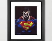 Superman Man of Steel Original Painting Reproduction PRINT - Black - Pop Art - Comic Illustration Style