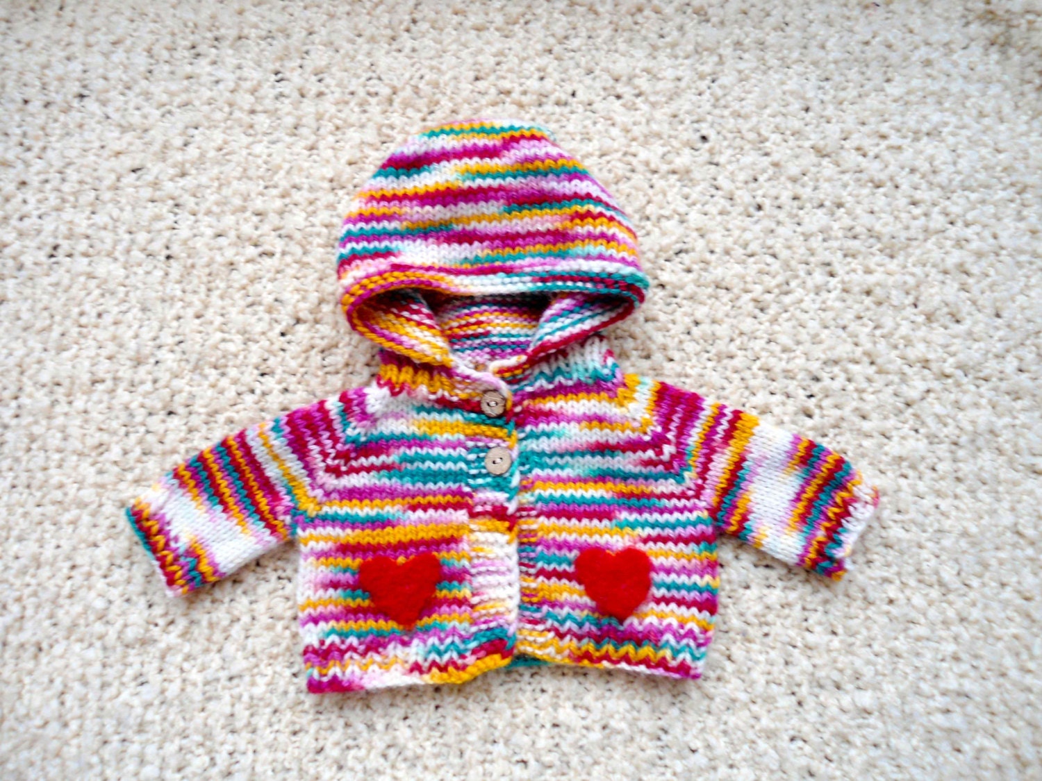Waldorf  Doll 15 inch Colourful Spring Wool Hooded Sweater