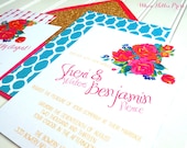 Retro Bohemian Floral Wedding Invitations