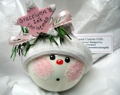 Baby Girl First Christmas Pink Star Christmas Tree Ornament Hand Painted Glass Personalized