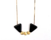 Three Gold Dot & Black Triangle Necklace