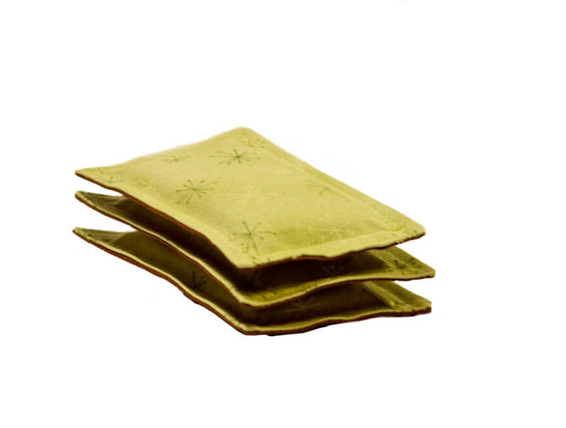 Set of 3 cotton Green and Brown Lavender Sachets