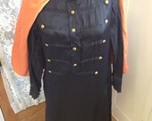 Vintage Black military styled dress with attached cape gothic