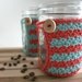 Crochet Mason Jar Cozy - Coffee Cup Cozy - Set of 2 Red & Blue Cozies - Coozie