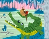 The Alligator and The Armadillo - Animal illustration - Limited Edition Print - iOTA