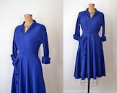 1940s Dress / 40s Cobalt Blue Dress