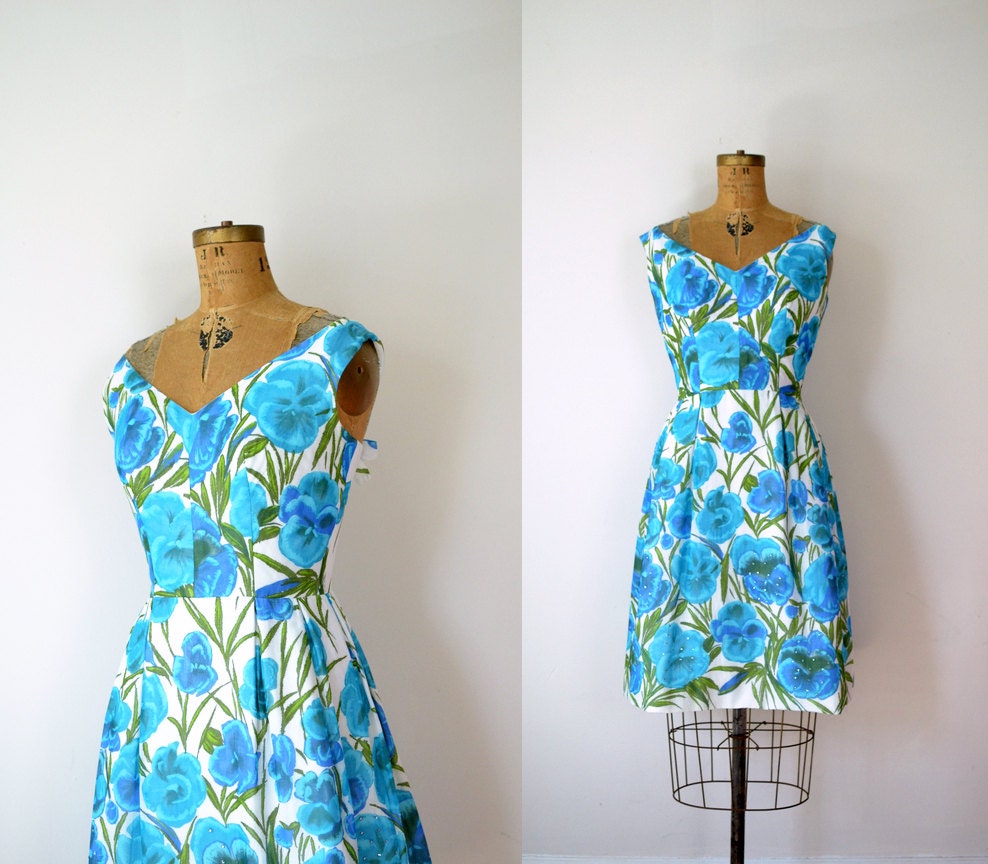 1960s Floral Dress / 60s Party Dress
