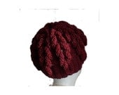 Cozy Cabled fantasy cherry red wine hand knitted winter hat