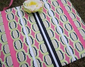 Bow Board Organizer: Pink, Green & Navy Blue Quatrefoil Print by Maude Asbury with optional headband holder (16 x 20)