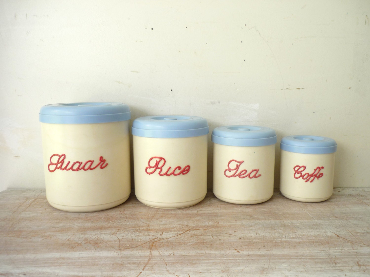 Vintage Set of 4 Nally Ware Kitchen Canisters
