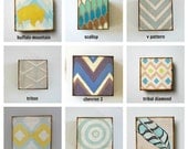 Art Block l Choose (1) One of our Custom Designs 5x5 wood BLUE geometric nature animal colorful personalized redtilestudio