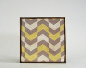 Arrows Mini 5x5 art block wood Chevron Yellow Gray White  graphic modern pattern shapes red tile studio