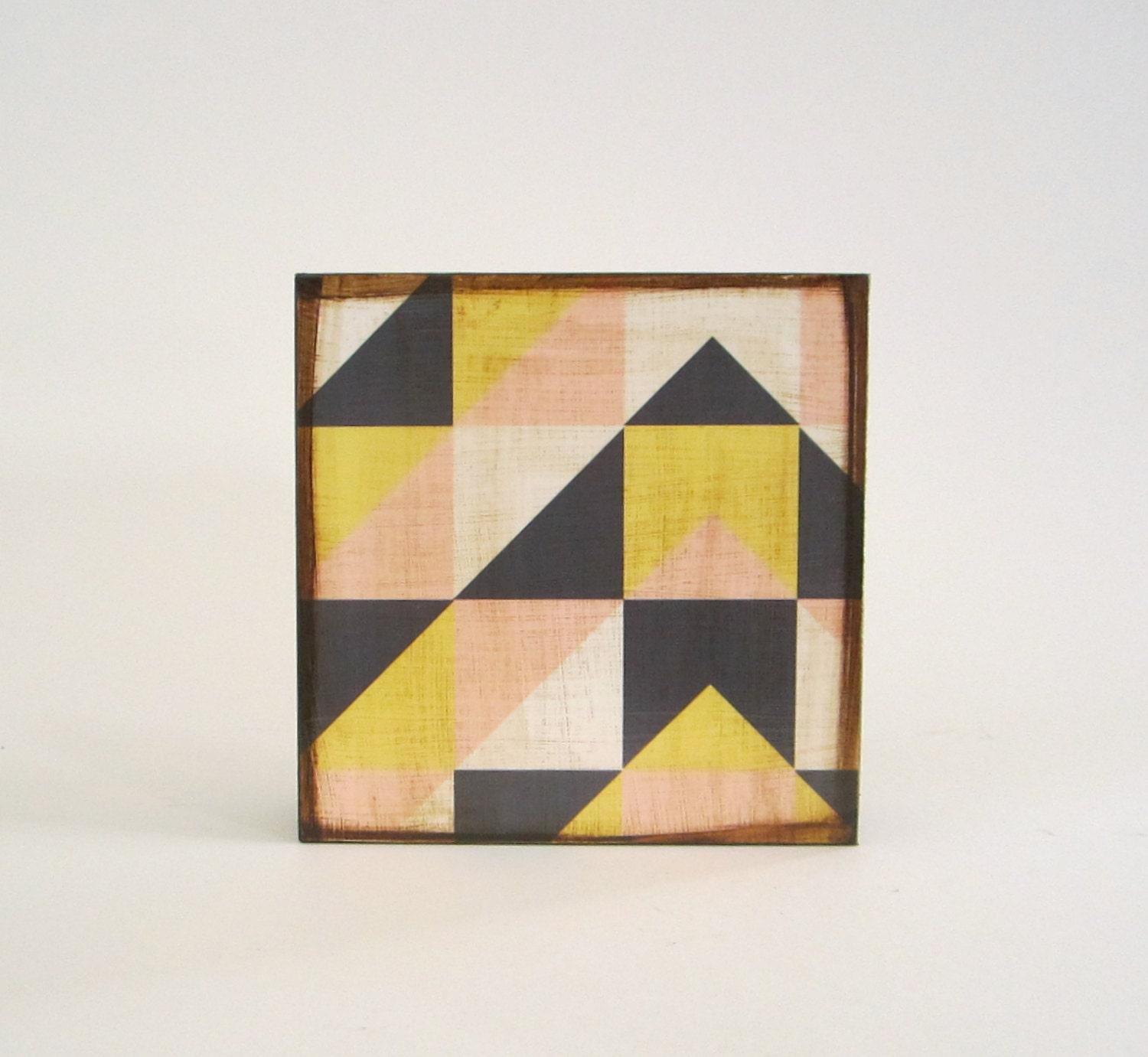 Modern Wall Decor l Art Block l Geometric Mountain Modern Traveler  wall hanging housewares 5x5 wood block geometric pattern pastel
