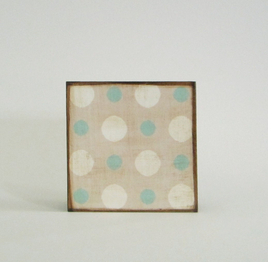Polka Dot Large 5x5 art block wood Triangles BLUE White graphic modern pattern shapes red tile studio