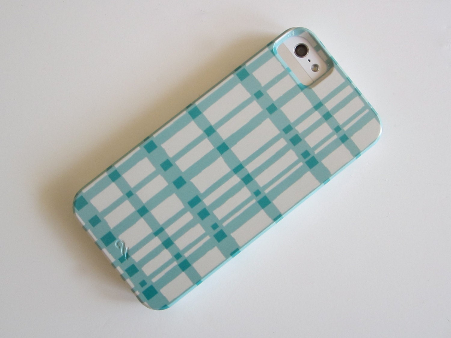 Modern iPhone 5 case l GREEN Gingham l BARELY THERE geometric pattern redtilestudio